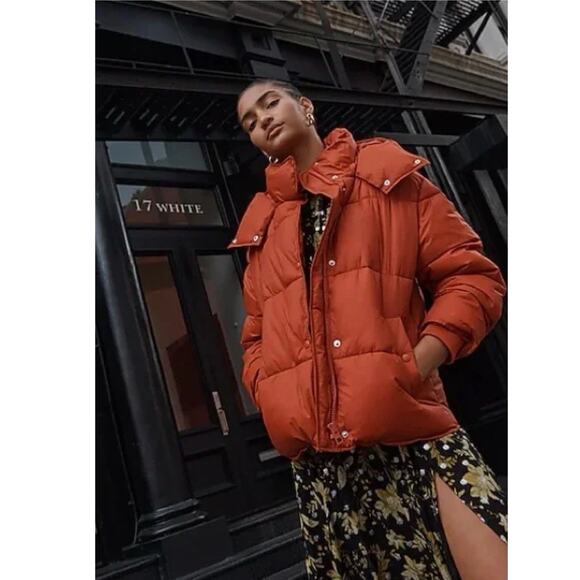 J. Crew Flurry Puffer Jacket SIze XS Spiced Cayenne Quilted Sky Winter Gorpcore - Picture 1 of 15